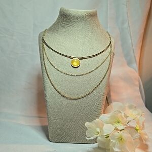 Gold and Yellow Layered Necklace with Pendant